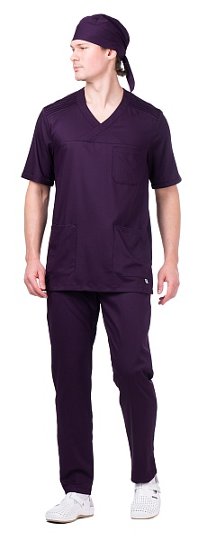 STAN men's scrub top, plum