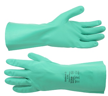 Super Nitrile Green or Blue  Solvent Resistant Gauntlet Safety GlovesRNF15