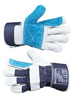 Navy Extreme double palm leather gloves