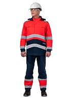 FLAMESTOP men's work suit offering protection against petroleum products, limited flame exposure, mechanical impact, general industrial contaminations, antistatic, hi-vis class 3