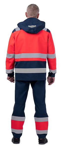 FLAMESTOP men's work suit offering protection against petroleum products, limited flame exposure, mechanical impact, general industrial contaminations, antistatic, hi-vis class 3