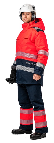 FLAMEGUARD winter work suit for protection against oil, petroleum products, limited flame exposure, acids and alkalis, antistatic, waterproof, hi-vis, GORE-TEX PYRAD&reg;