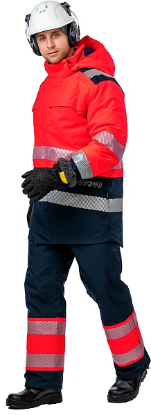 FLAMEGUARD winter work suit for protection against oil, petroleum products, limited flame exposure, acids and alkalis, antistatic, waterproof, hi-vis, GORE-TEX PYRAD