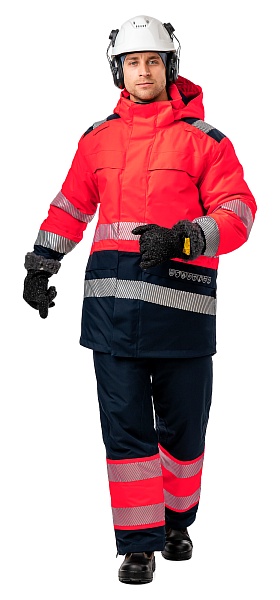 FLAMEGUARD winter work suit for protection against oil, petroleum products, limited flame exposure, acids and alkalis, antistatic, waterproof, hi-vis, GORE-TEX PYRAD