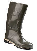 Premium women's protective knee-high boots made of PVC with a metal toe cap