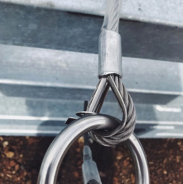 AP 001 stainless steel anchor sling with soft eyes and two rings, available sling length is 1.5m