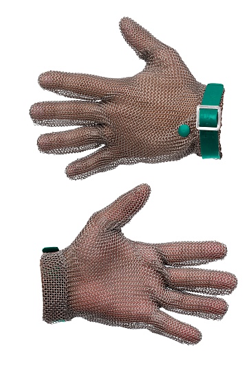 MANULATEX GCM chain mail glove, with a PU strap, without an arm guard (size 6-6.5)