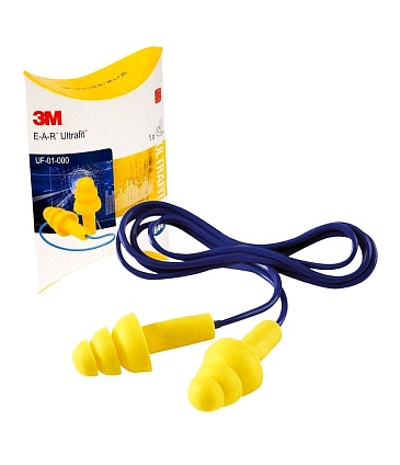3M&TRADE; ULTRAFIT corded earplugs in individual package (UF-01-000)