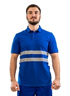 POLO shirt with retroreflective stripes, corner flower blue