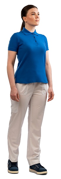 POLO blouse with a turndown collar, cornflower blue