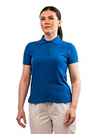 POLO blouse with a turndown collar, cornflower blue