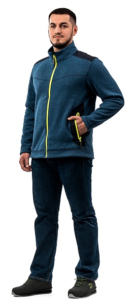 ACTIVE fleece knit jacket, blue melange