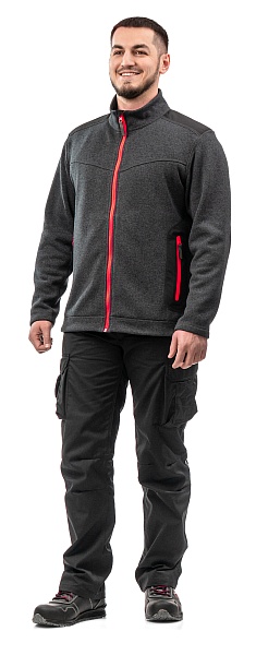 ACTIVE fleece knit jacket, gray melange